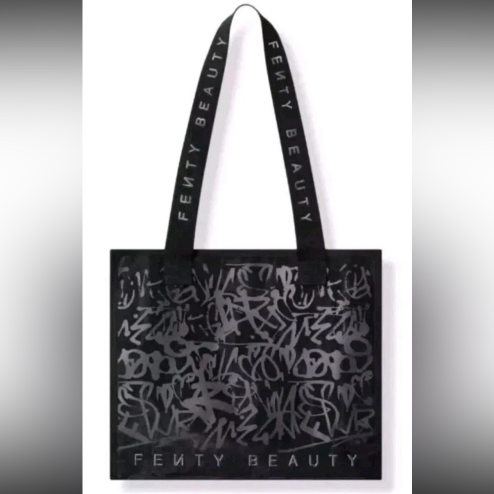 Fenty Beauty Signature Graffiti Print Black Mesh Tote Bag